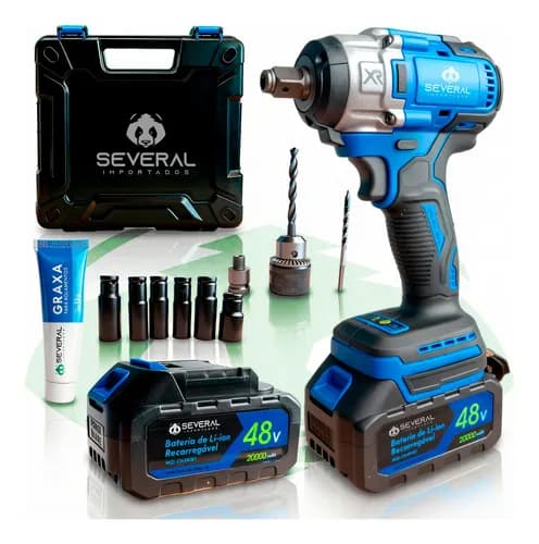 Parafusadeira e Chave de Impacto Several 48V Azul
