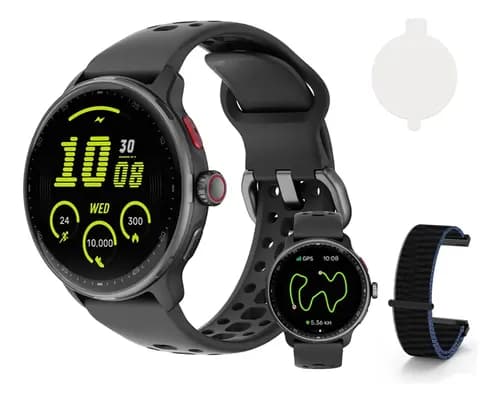 Smartwatch AMOLED com GPS e 3ATM (caixa preta) por R$ 265,67 no Pix + cupom