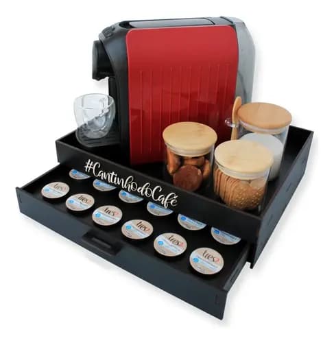 Porta Cápsulas 3 Corações Suporte Bandeja MDF