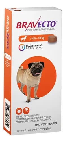 Bravecto MSD 250 mg para Cães 4,5 a 10 kg (1 comprimido) por R$ 121,64 com cupom
