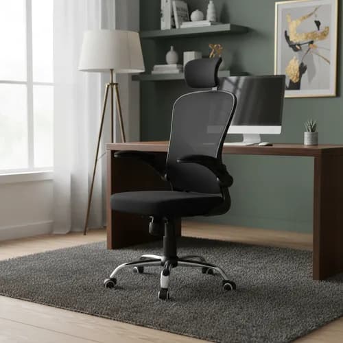 Cadeira de Escritório Ergonômica Luvinco B100 Boston Preta com Mesh e Ajuste Lombar