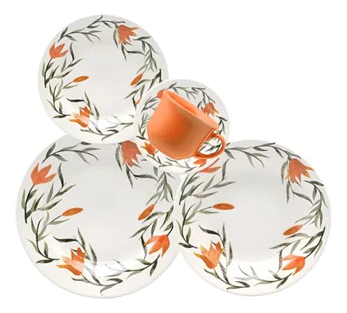 Aparelho de Jantar e Chá Biona Donna Lírios 20 Peças