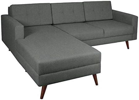 Sofá 3 Lugares Living com Chaise Esquerdo Pé Palito Linho Cotton Cinza por R$ 1.698 no Pix
