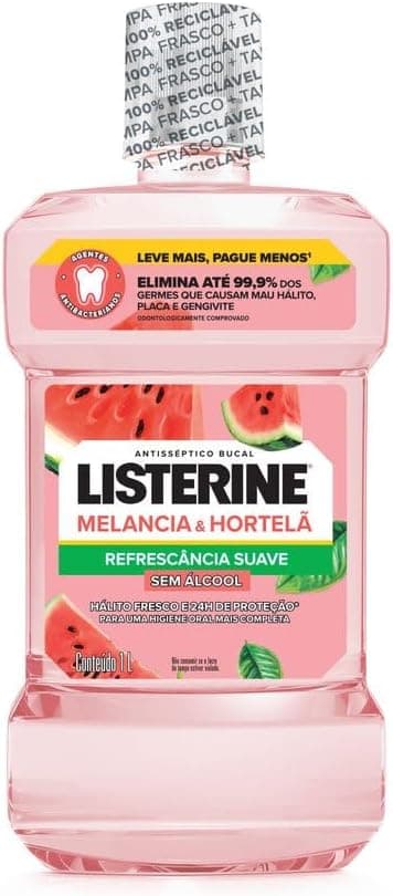 Listerine Enxaguante Bucal Melancia & Hortela Sem Alcool 1L com desconto na recorrencia