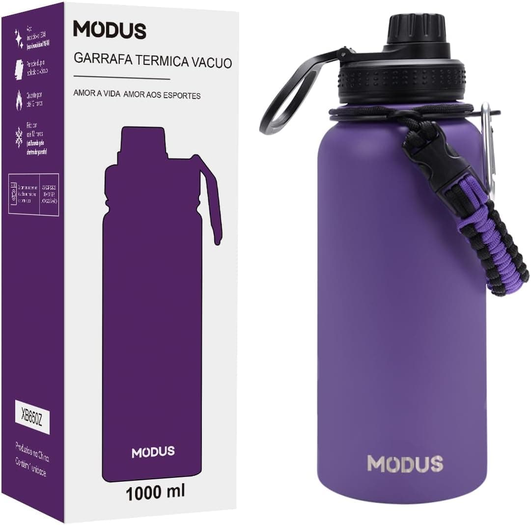 Garrafa Termica MODUS 1L Inox com Isolamento a Vacuo (Roxo) com Frete Gratis