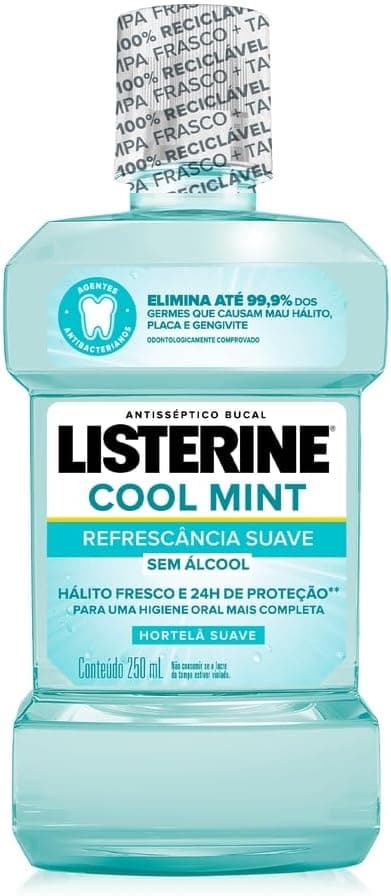 Listerine Cool Mint Sem Álcool 250ml por R$ 10,84 (Frete Grátis)