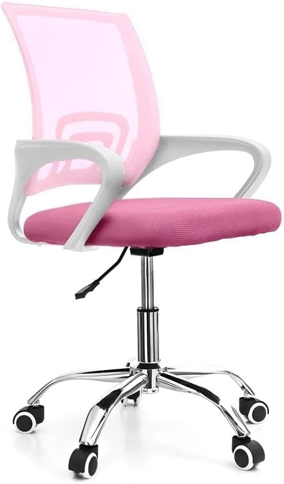 Cadeira de Escritório Fortt Lisboa Rosa Base Cromada com Rodinhas - CSF02-R