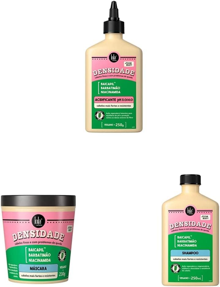 Kit Lola Cosmetics Densidade (Shampoo + Acidificante + Máscara) com Frete Grátis