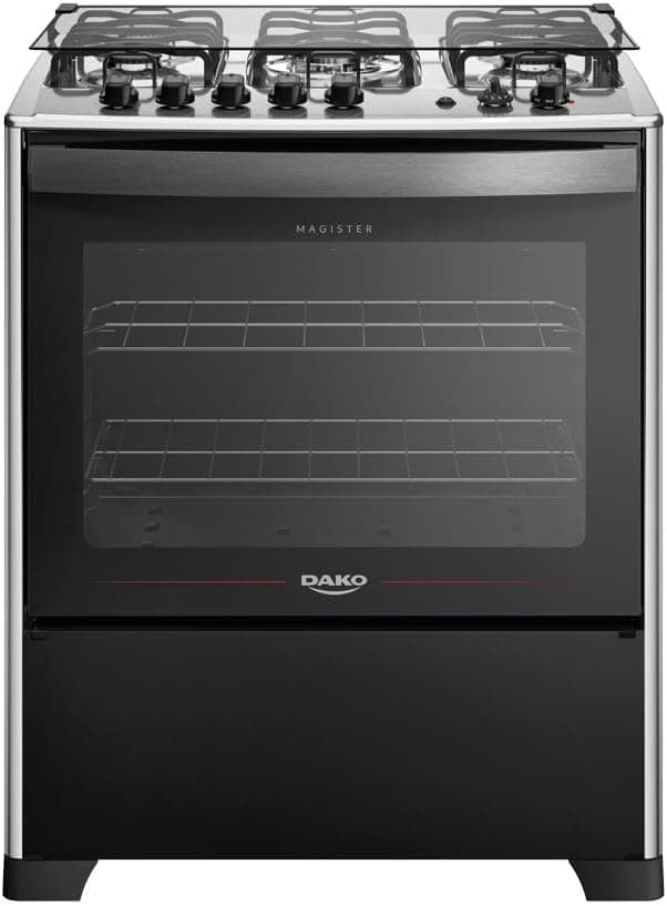 Fogão 5 Bocas Dako Magister Grill Preto com Mesa Inox Bivolt por R$ 1264 no PIX (cupom)