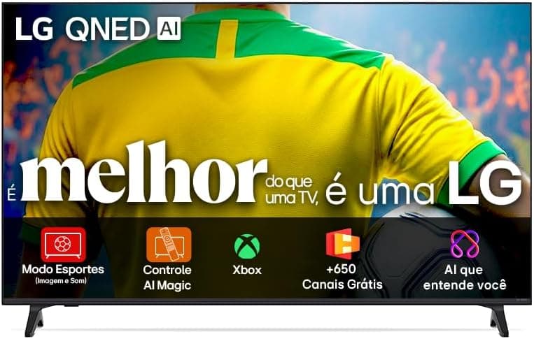 Smart TV LG QNED73 55" 4K com Controle AI Magic e WebOS 25 por R$ 2.589 (cupom)