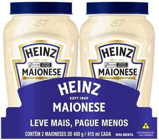 Heinz Maionese Tradicional 400g (Pack 2 Unidades) por R$ 18,89