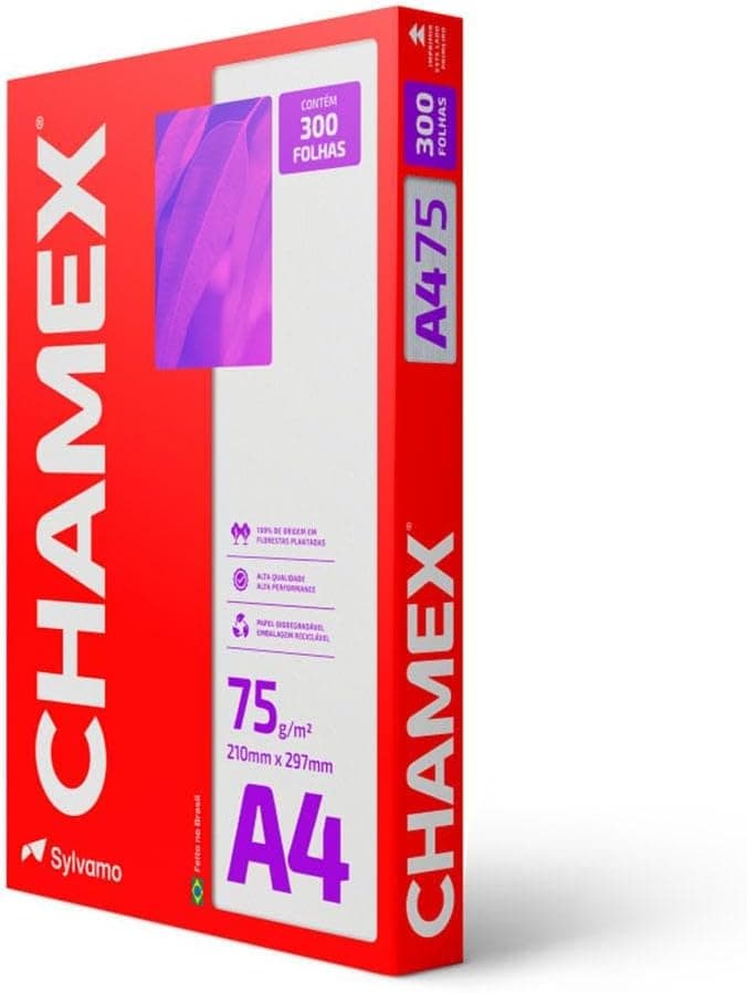 Papel Sulfite Chamex A4 75g (300 Folhas) por R$ 19,99 com Frete Gratis