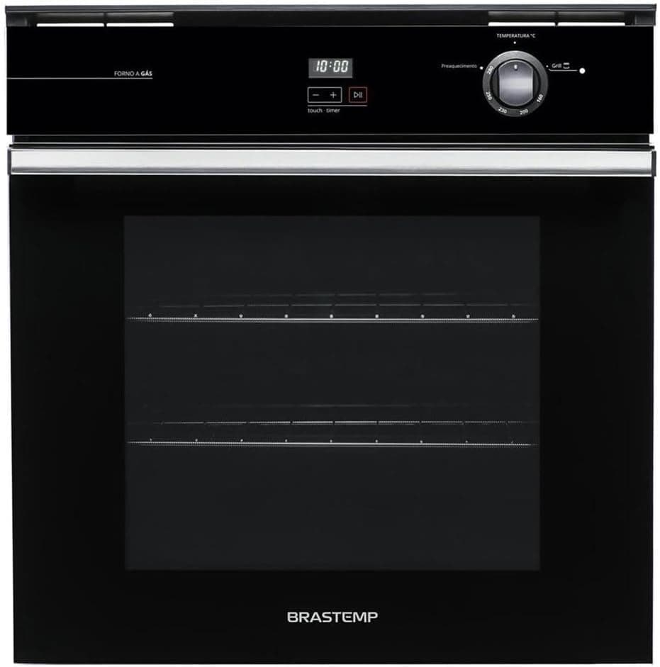 Forno de Embutir a Gás Brastemp 78L BOA84AE Preto 220V com Grill e Timer Touch