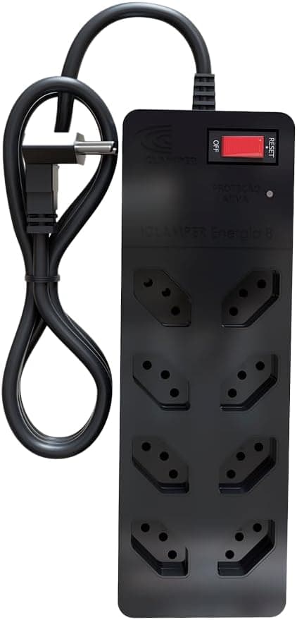 Filtro de Linha iCLAMPER Energia 8 com DPS, 8 Tomadas, 10A, Bivolt, Cabo 1m