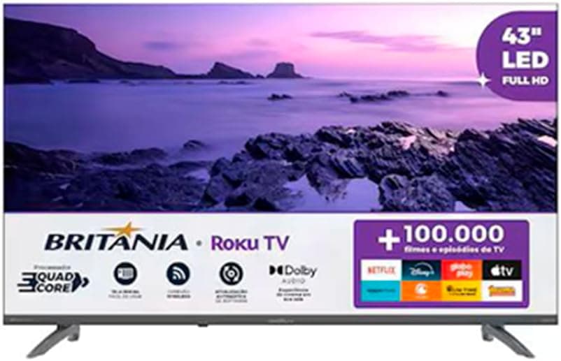 Smart TV 43" Britânia Roku TV B43CRA HDR10 Dolby Audio por R$ 1.044 no Pix (com cupom) + Frete Grátis