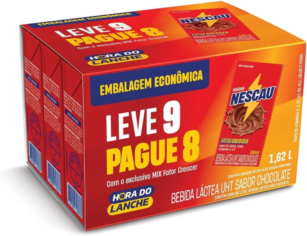 Bebida Láctea Nescau Prontinho 180ml (Leve 9 Pague 8) por R$ 21,99 com Frete Grátis Prime