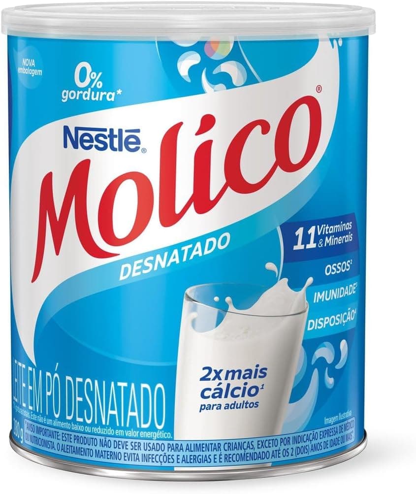 Leite em Pó Desnatado Nestlé Molico Total Cálcio 280g com Frete Grátis Prime