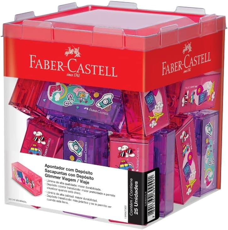 Apontador Faber-Castell Glimmer Viagem com Depósito - Anúncio com 25 Unidades
