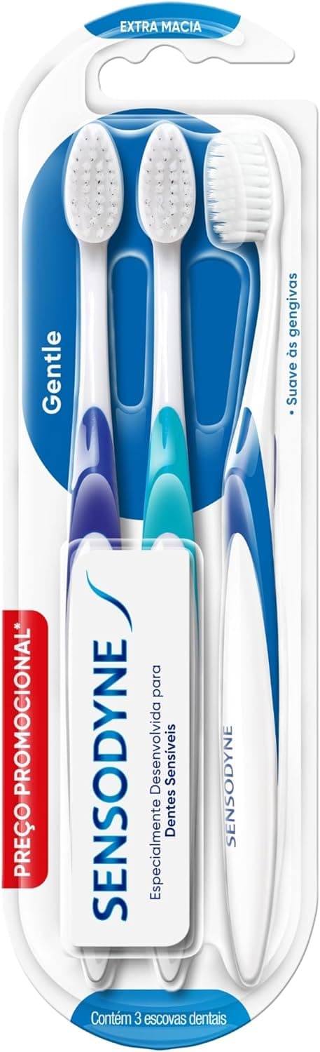 Kit Escova de Dente Sensodyne Gentle Extra Macia (3 Unidades) por R$ 27,95 com Frete Gratis