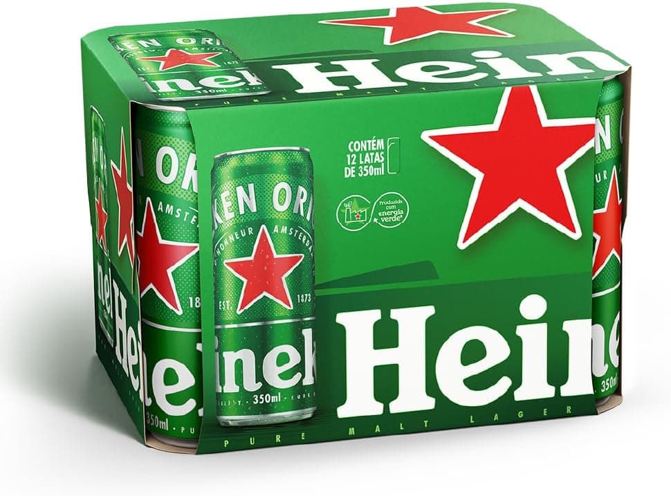 Heineken Sleek 350ml (Pack 12) por R$ 52,48 cada na compra de 2 + cupom PRIMEMAIO (Prime)