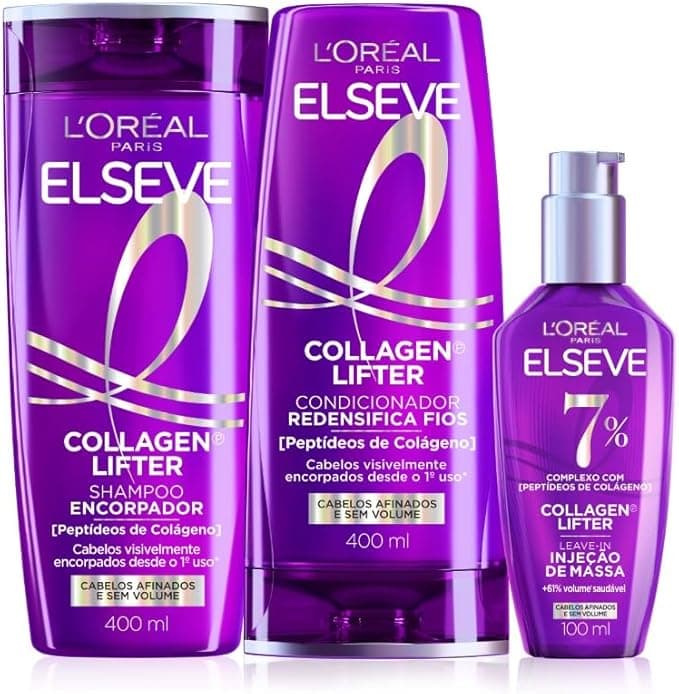 Kit Elseve Collagen Lifter (Shampoo 400ml + Condicionador 400ml + Leave-in 100ml) por R$ 110 com cupom
