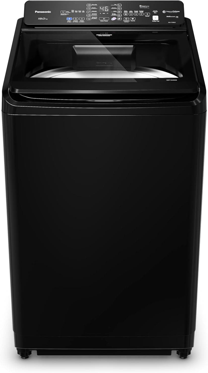 Máquina de Lavar Panasonic 19kg NA-F190G1BA Preta 127V com SmartSense e Sistema Ciclone