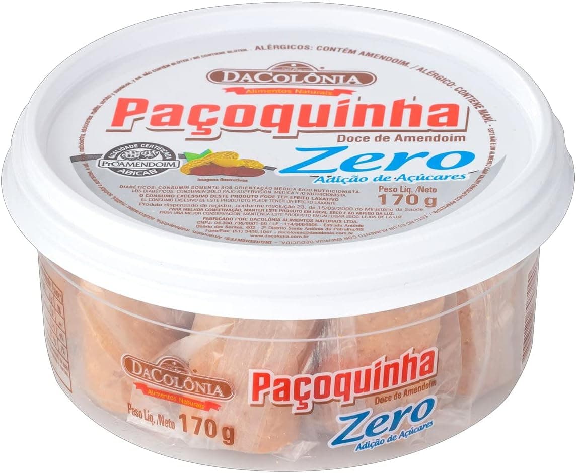 Paçoquinha Rolha Zero Da Colônia 170g Sem Adição de Açúcares