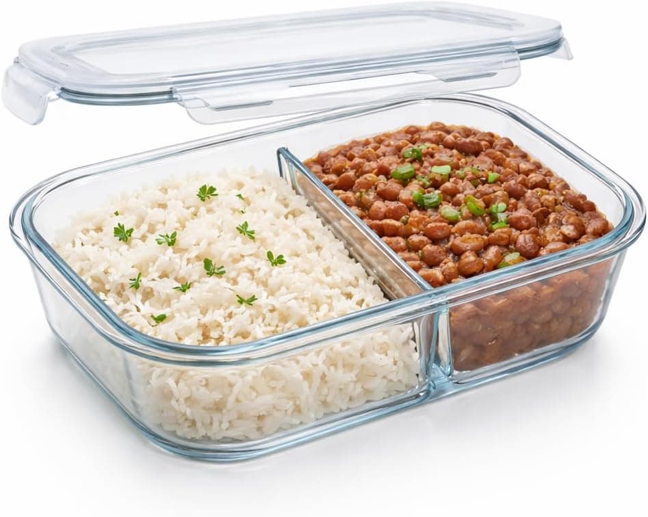 Pote Marmita de Vidro Borossilicato com Divisoria (2 Compartimentos) 1040ml por R$ 26,99