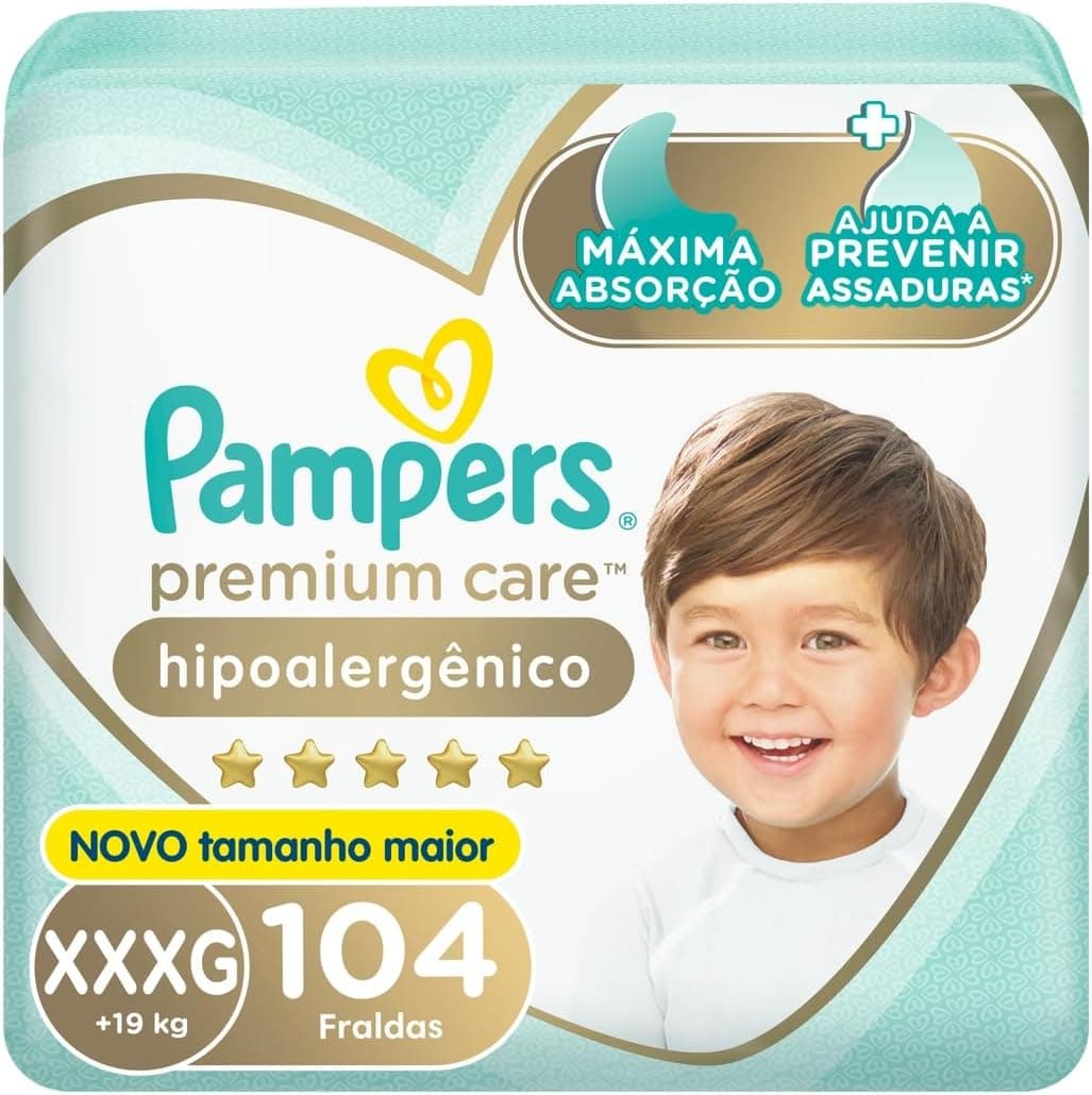 Fralda Pampers Premium Care XXXG 104 Unidades com Frete Grátis + Cupom