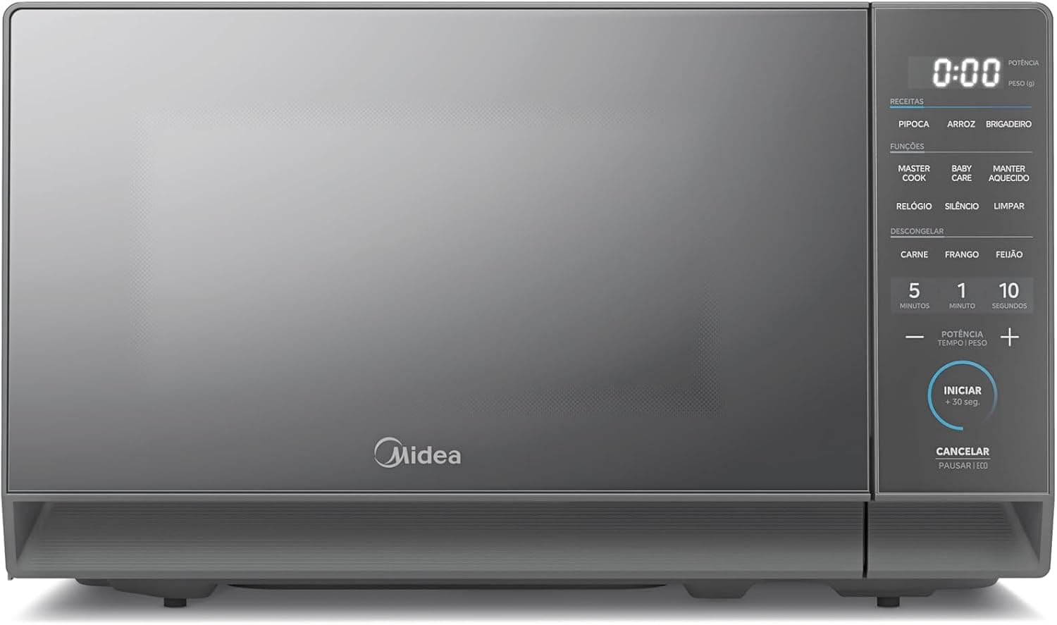 Micro-ondas Midea MasterCook 20L Prata Porta Espelhada 110V por R$ 435 + Frete Grátis (Cupom ESFRIOU)