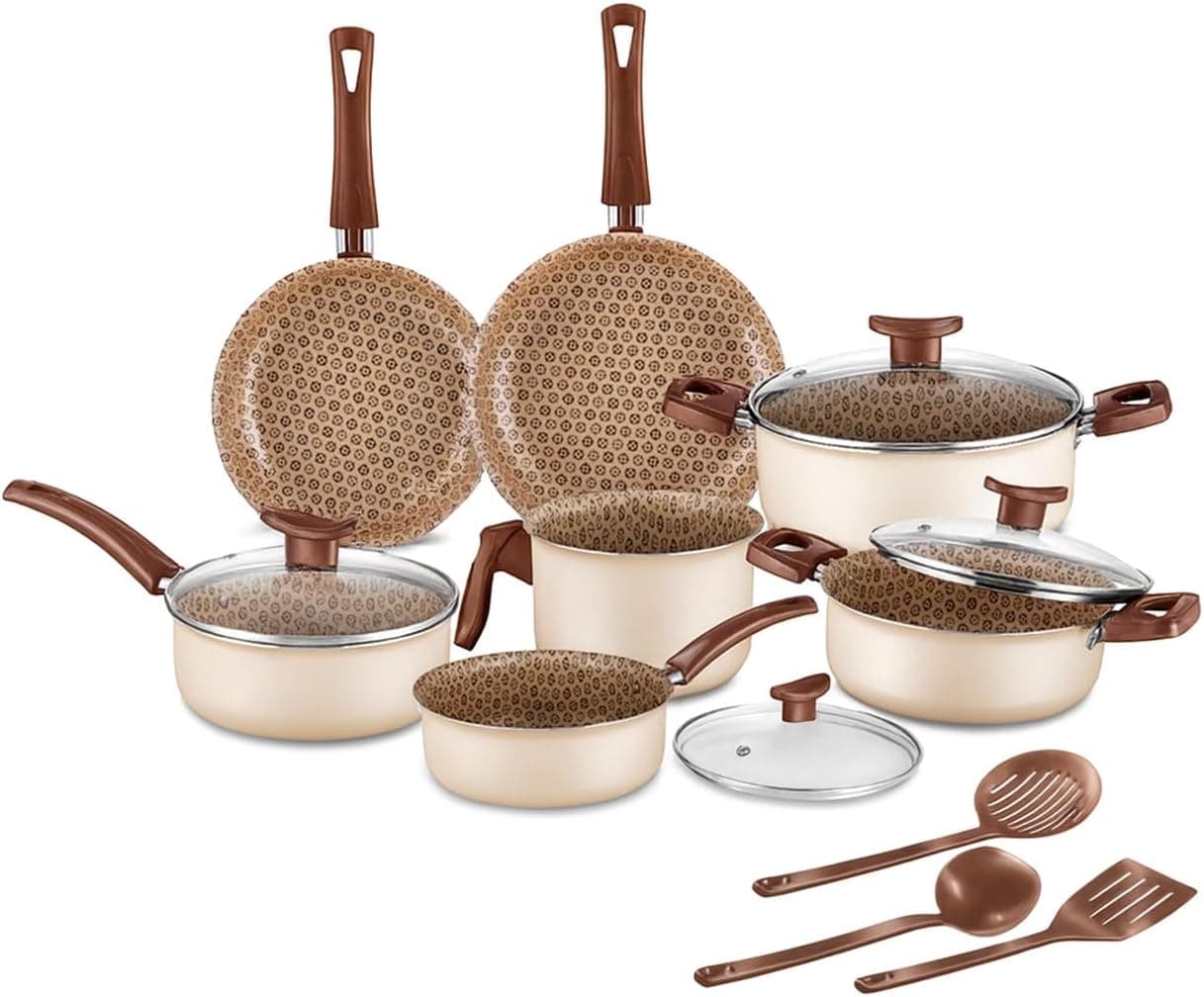 Jogo de Panelas House Organizer Antiaderente 10 Peças (Ivory) por R$ 197