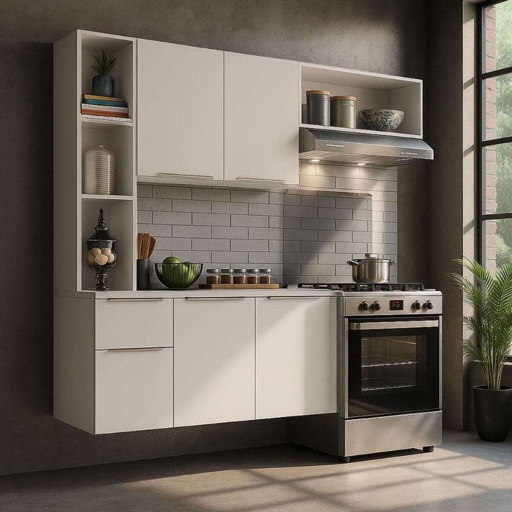 Armario de Cozinha Compacta com Balcao Sofia Multimoveis MP2001 Branco (com Cupom + Frete Gratis)