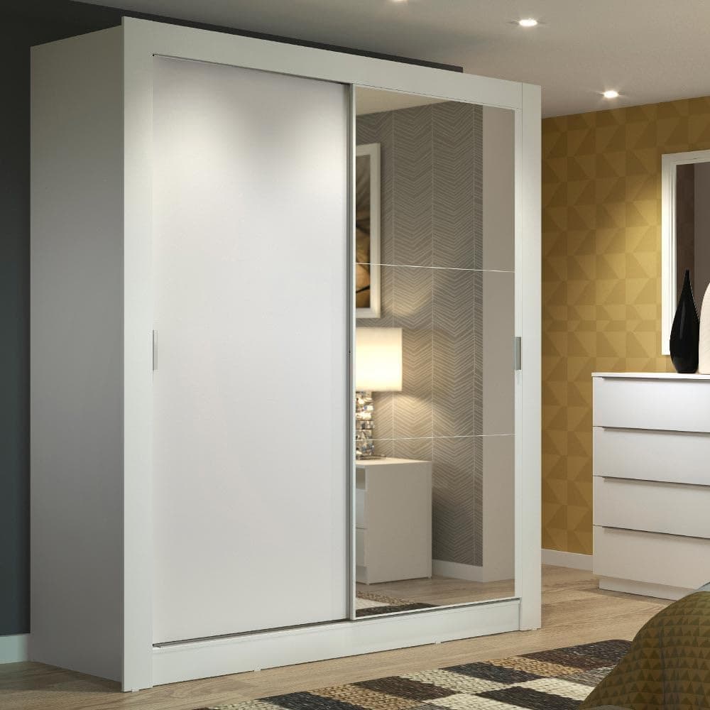 Guarda-Roupa Solteiro Madesa Dallas 2 Portas de Correr com Espelho e 2 Gavetas por R$ 766 no Pix + Frete Gratis