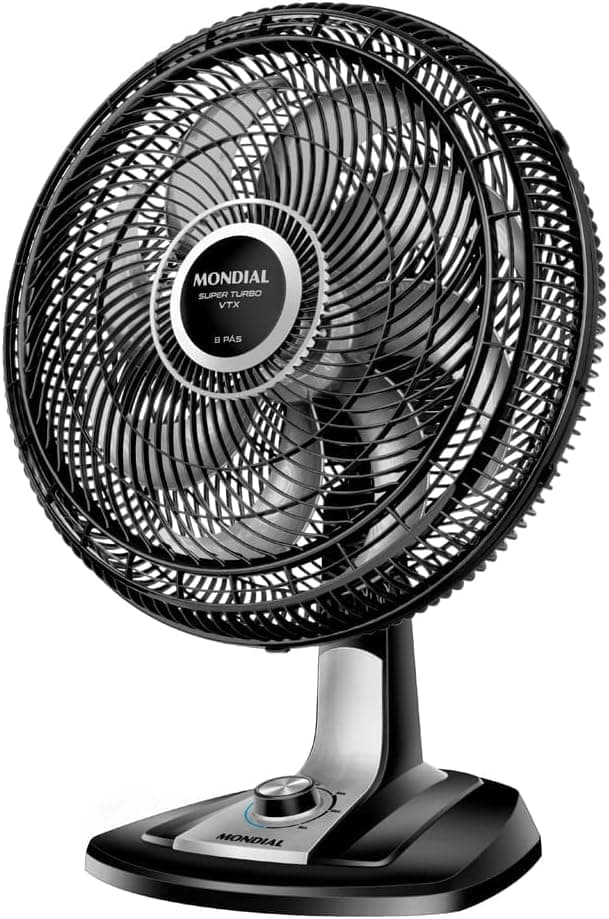 Ventilador Mondial Super Turbo 40cm 8 Pás 140W VTX-40-8P Preto/Prata