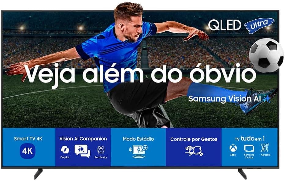 Smart TV Samsung Vision AI 55" QLED 4K QEF1 2025 por R$ 2.665 no Pix (com cupom)
