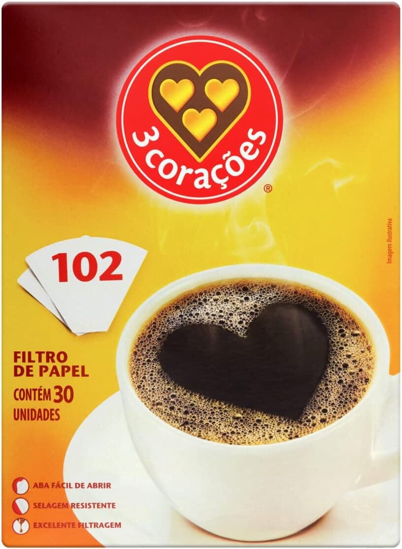 Filtro de Papel 3 Corações Nº 102 (30 Unidades) por R$ 3,59 com Frete Grátis