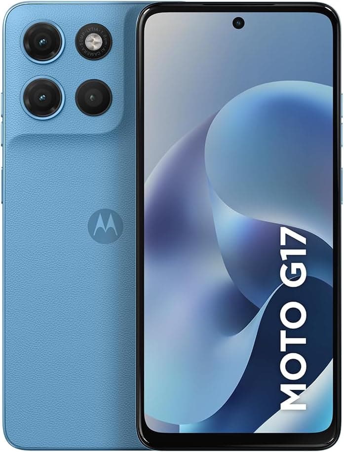 Smartphone Motorola Moto G17 128GB Azul Claro 4G com 12GB RAM Boost, Câmera 50MP e Bateria 5200 mAh