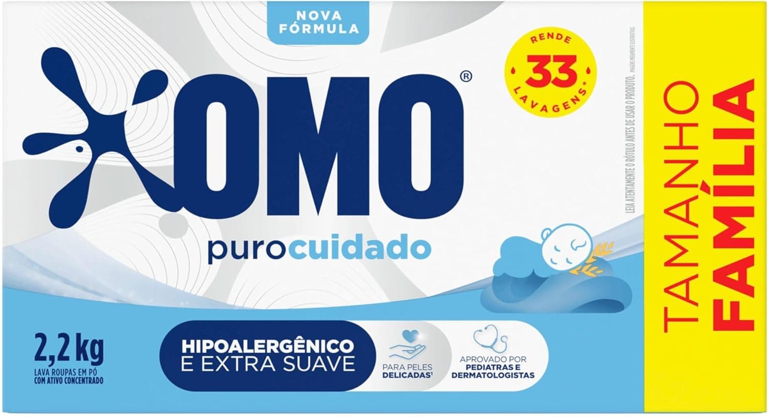 Lava-Roupas em Pó Omo Puro Cuidado 2,2kg (Tamanho Família) por R$ 24 com frete grátis