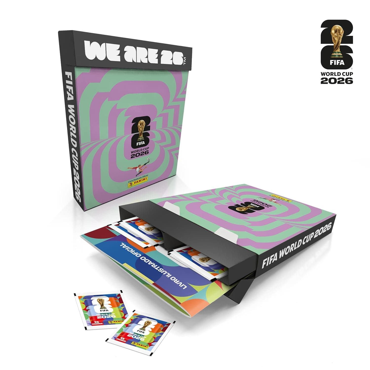 Box Copa do Mundo FIFA 2026 com 1 Álbum Brochura + 30 Envelopes