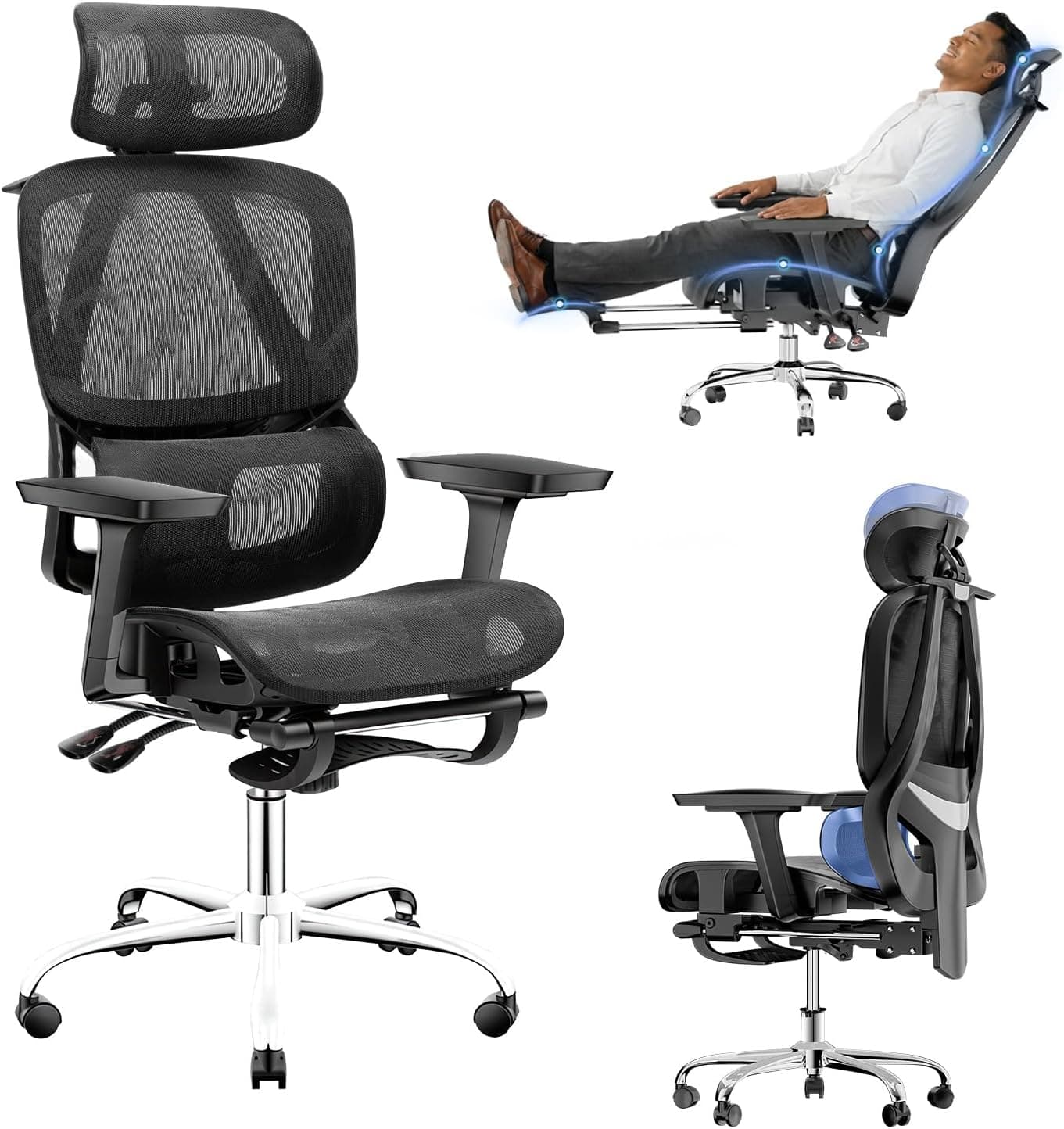 Cadeira Ergonômica Mesh com Apoio para os Pés e Reclino 145° (Braços 3D) por R$ 679,99 no Pix + Frete Grátis