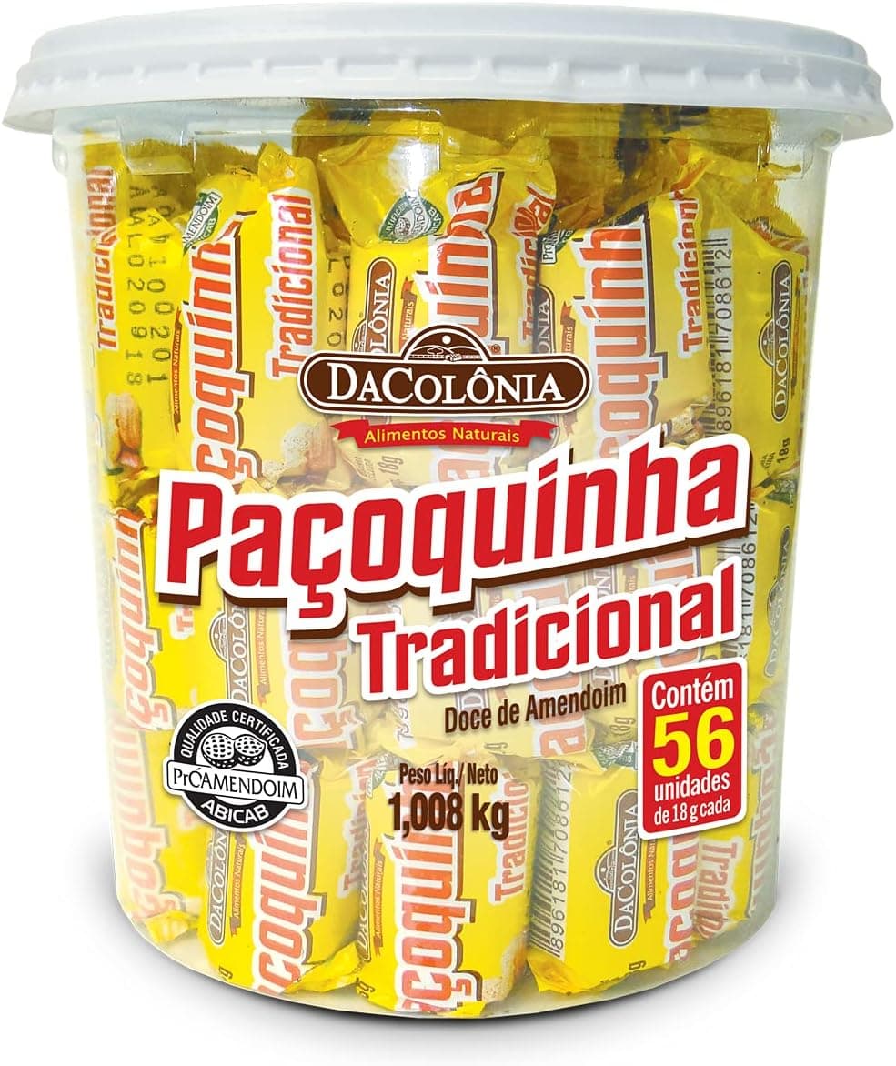 Paçoca Rolha Tradicional DaColônia Balde/Pote 56 Unidades (1,008kg) por R$ 25,42 com frete grátis