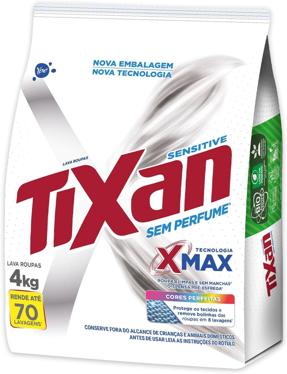 Sabão em Pó Tixan Ypê Sensitive 4kg (Sachê) por R$ 39,90 com frete grátis Prime