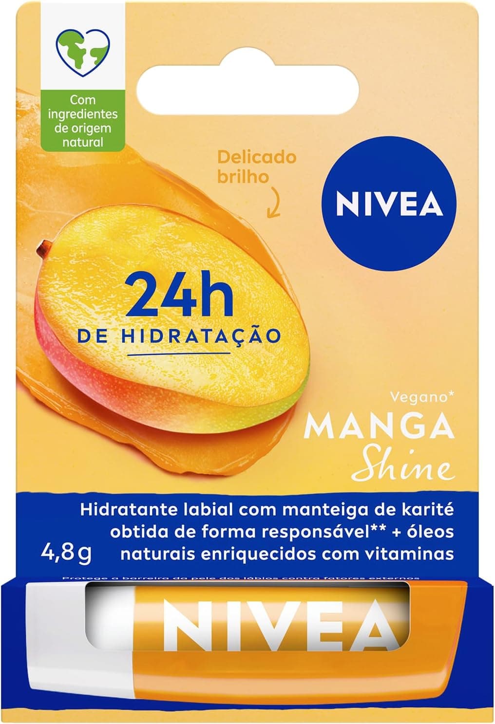NIVEA Hidratante Labial Manga Shine 4,8g por R$ 9,00 (frete grátis)