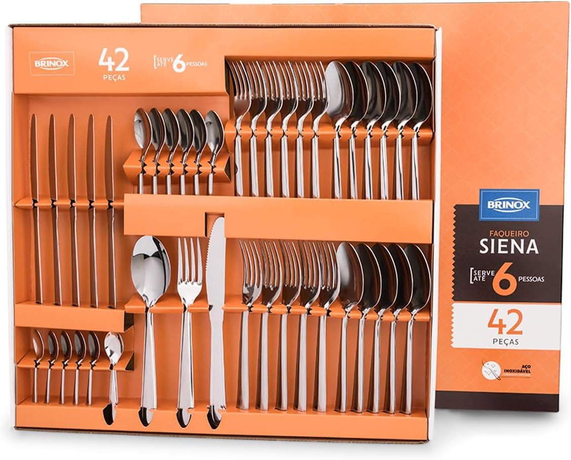 Faqueiro Brinox Siena 42 Peças em Aço Inox - Preço Baixo