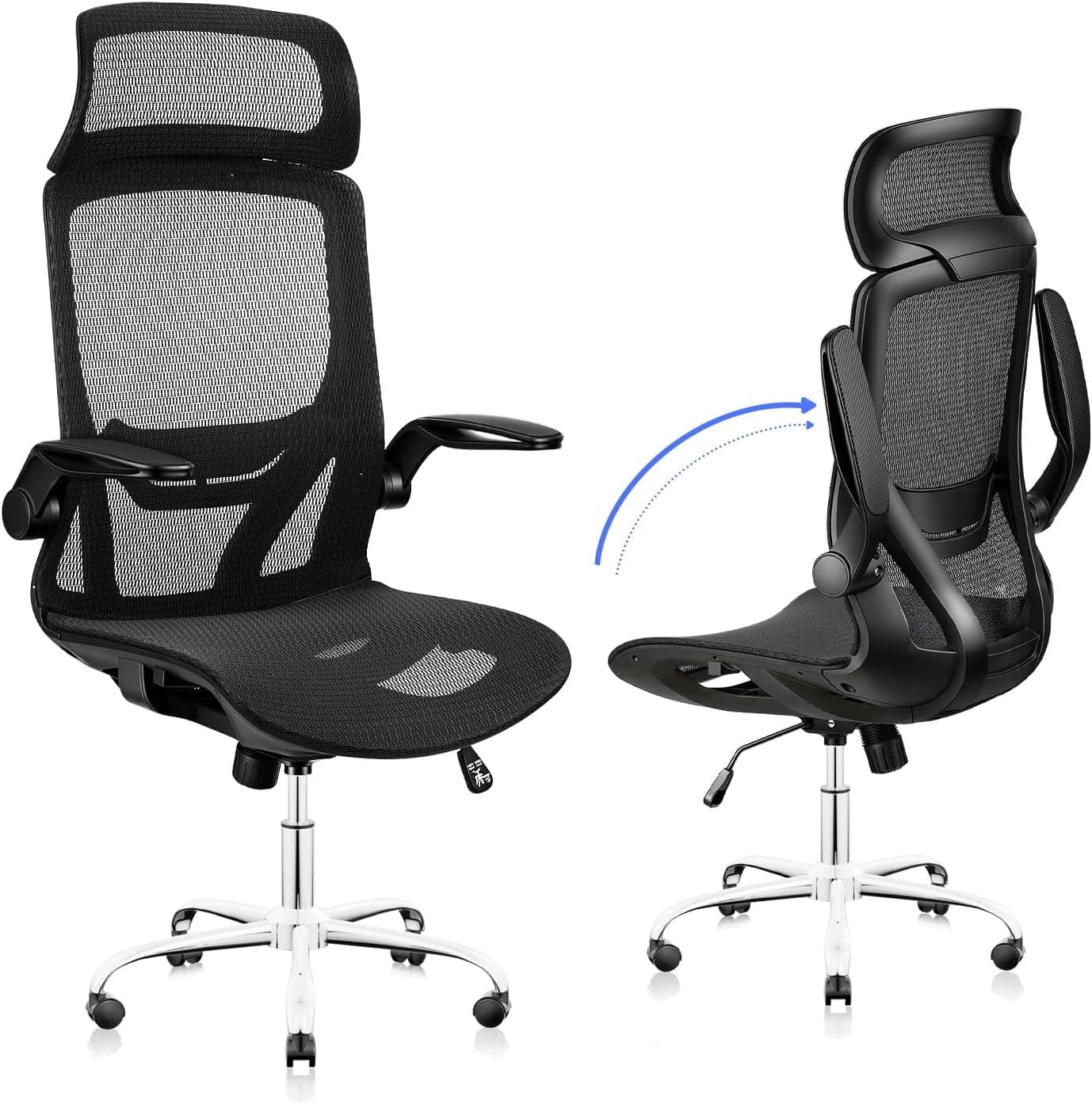 Cadeira de Escritório Ergonômica com Apoio de Cabeça e Encosto em Tela Mesh por R$ 349 no Pix (Frete Grátis)