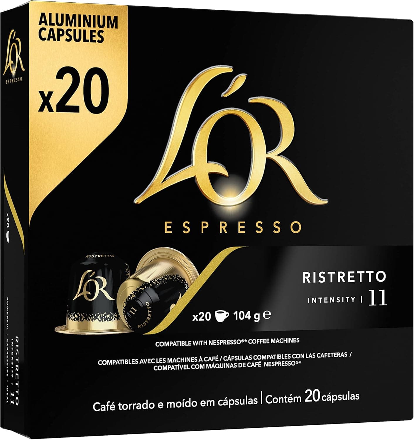 Capsulas de Cafe L'OR Ristretto 20 un. por R$ 20,39 com cupom (Prime)