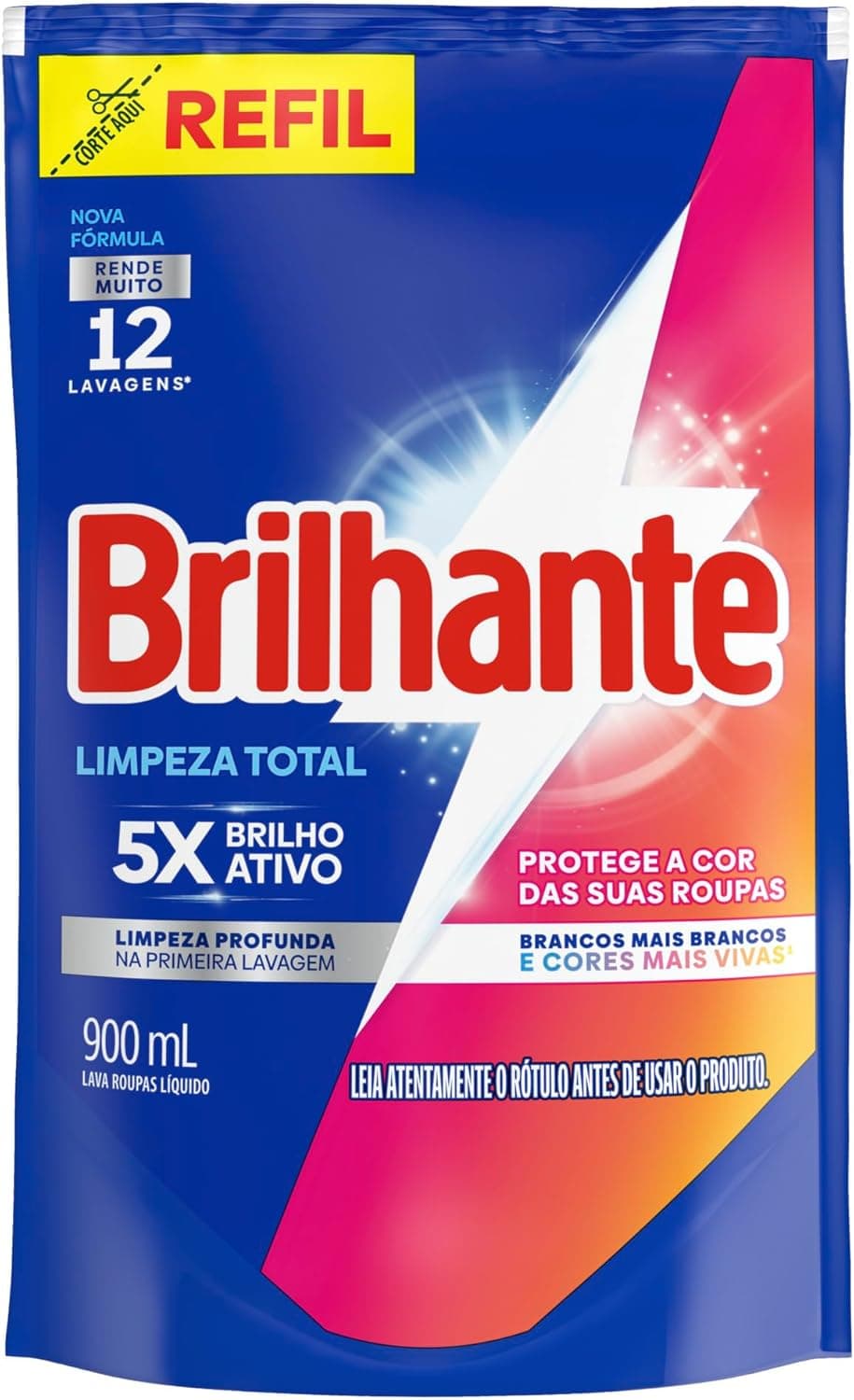 Sabao Liquido Brilhante Limpeza Total Refil 900ml por R$ 8,99 (Prime)