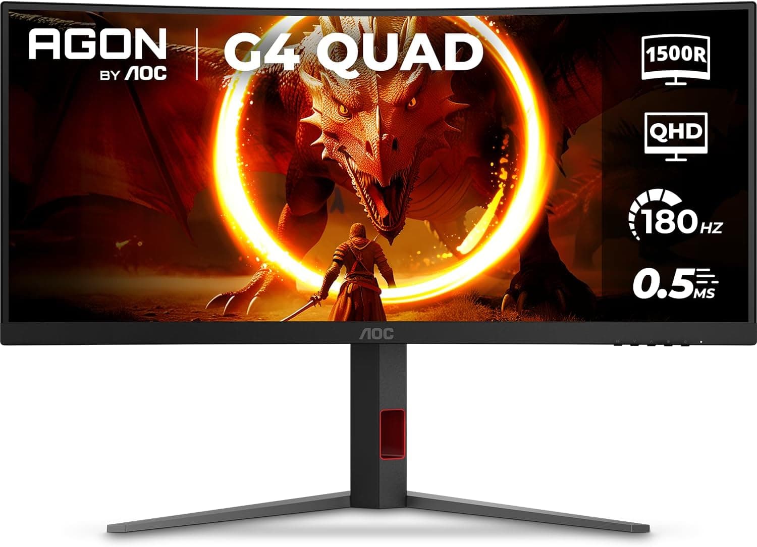 Monitor Gamer Curvo AOC AGON QUAD U34G4C 34" Ultrawide WQHD 180Hz 0,5ms com Base Ajustável por R$ 1.469