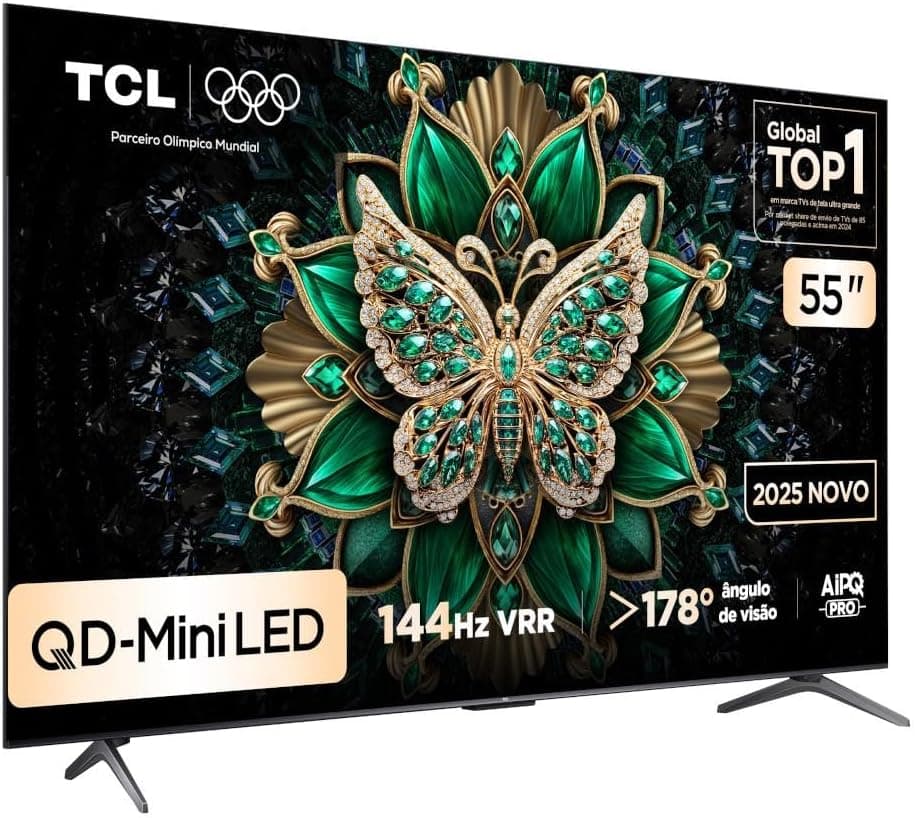 Smart TV TCL 55" QLED Mini LED 4K Google TV 144Hz (55C6K) por R$ 2.879 no Pix