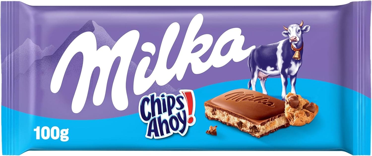 Milka Chocolate Recheado Chips Ahoy! 100g por R$ 14,38 (com cupom) + Frete Gratis Prime
